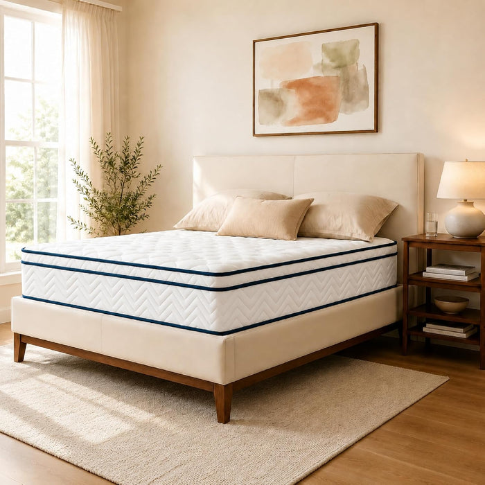 12 Inch Full Size Mattress, Hybrid Mattress in a Box, Memory Foam Mattress&Pocket Springs, Medium Plush, Pressure Relief & Motion Isolation, Certipur US Certified