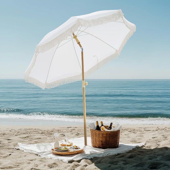 Outdoor Umbrella - Sun Protection, Rain Resistant, Windproof with Manual Open-Close Feature - Ideal for Beach, Camping, and Picnics