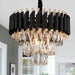 Dimmable ThreeTier Crystal Chandelier Black Gold SixteenInch