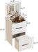 3 in 1 Vanity Desk with Plip Top Mirror and Lights, 18.9" Small Make up Vanity Set with Visible Glass Desktop,Compact Makeup Vanity with 3 Drawers,Dressing Table for Bedroom,White
