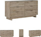 Oliah Rustic 6 Drawer Dresser, Light Brown