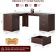 69" Executive L Shaped Desk, Wood Corner Executive Computer Desk with Power Outlets & Storage Drawers, Large Office Desk Workstation for Home, Dark Walnut