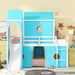 Blue SolidWood Twin Loft Bed With SlideUnderbedCurtains