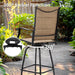 5 Piece Patio Bar Set, High Top Outdoor Table and Chairs for 4 with Swivel Padded Bar Stools outside and Square Metal Bar Bistro Table for Garden, Deck and Poolside