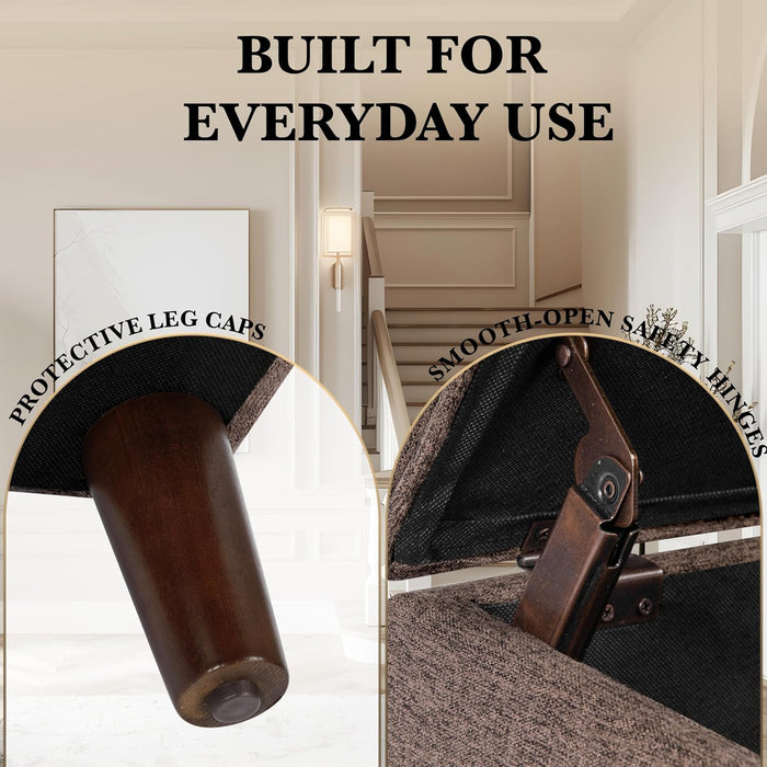 Home Decor | Dinah Collection Modern Storage Ottoman | Ottoman with Storage for Living Room & Bedroom (Chocalate Brown)