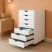 7 Drawer Rolling Storage Cabinet, Wood under Desk Mobile Dresser with Wheels, Small Organizer Chest for Home Office, Bedroom, Rolling Vertical Organizer for Home Office, White