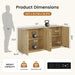 63" Sideboard Buffet Cabinet with Storage, Large Coffee Bar Cabinet with RGB Lights and Power Outlet, Modern Console with 4 Doors for Kitchen and Living Room, Wood Color