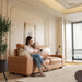 Faux Leather Loveseat Sofa 71Inch Brown SolidWoodenFrame