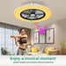 Low Profile Ceiling Fan with Light, Enclosed Bladeless Ceiling Light, Bluetooth Speaker, 6 Speeds Reversible, Stepless Dimming, Smart Flush Mount Ceiling Fan for Bedroom, Kids Room and Living Room 22"
