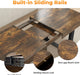 63"-78.7" Expandable Dining Table, 6-10 Farmhouse Kitchen Table, Extendable Dining Table, Rectangular Kitchen Table with Metal Track, Tapered U-Shaped Leg for Dining Room,Office-Rustic Brown