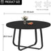 51 Inch Black round Dining Table, Modern Wood Metal Kitchen Table, Industrial Small Dinner Room for 4 to 6 People, Circle Coffee Dining Room for Home Kitchen Living Room, Black Oak