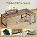 53" L Shaped Computer Desk, Outlets, Monitor Stand, Rustic Brown