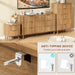 Fluted 6 Drawer Dresser for Bedroom, 55" Wide Wooden Chest of Drawers with Rounded Corners, Gold Handles, Modern Storage Organizer for Bedroom, Hallway(Walnut)