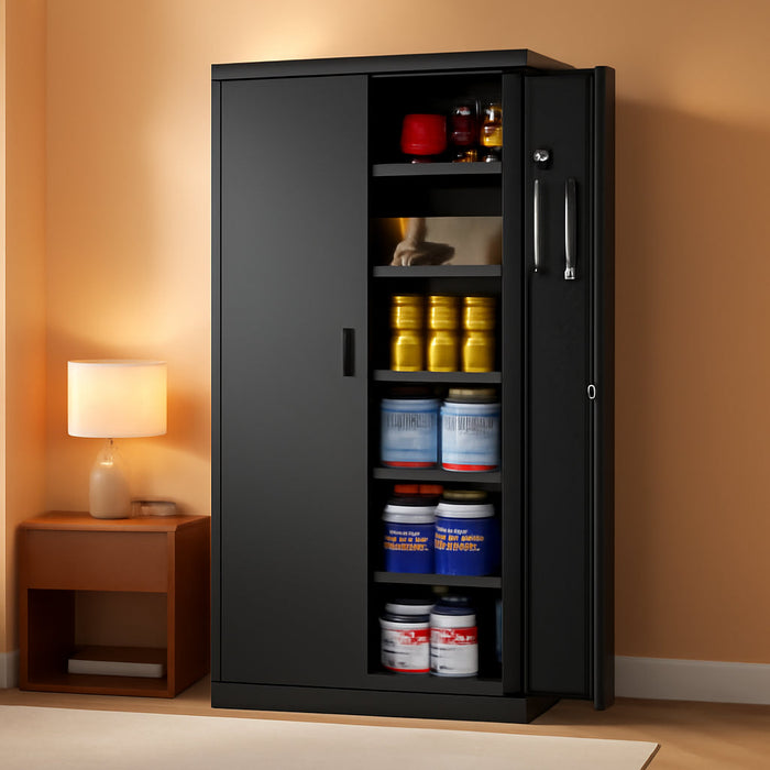 SeventyOne Inch IndustrialGrade Lockable Metal Cabinet Black