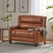 Carlo Oversized Manual Recliner Chair with Cup Holder, Faux Leather Recliner Sofa, Modern Reclining Accent Chair, Sturdy Wooden Frame, Brown