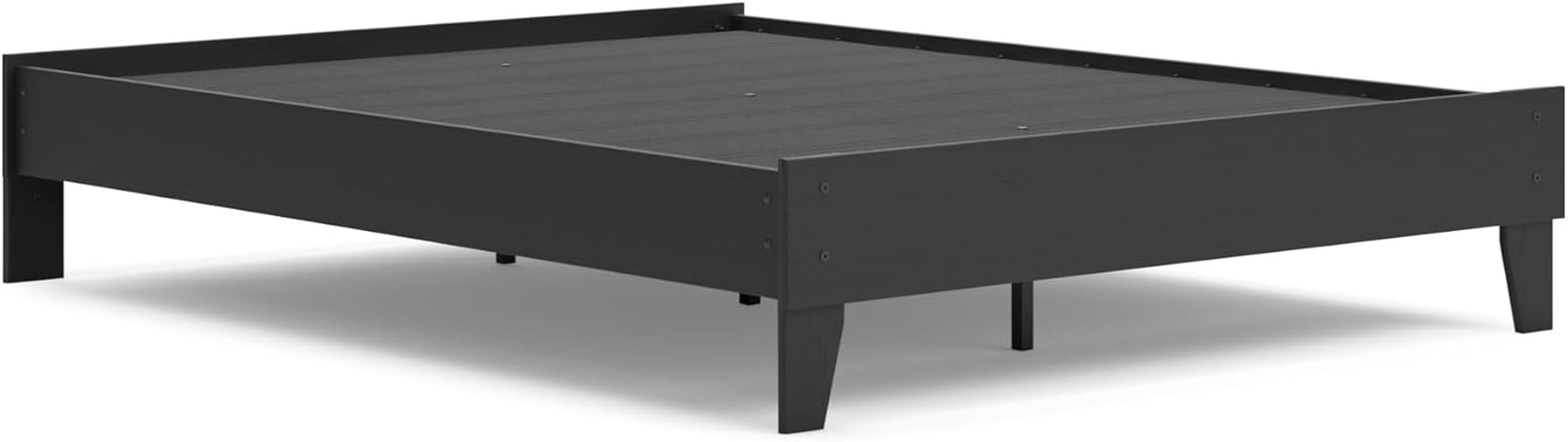 Signature Design by Ashley Socalle Casual Queen Platform Bed with Metal Slats, No Box Spring Needed, Black