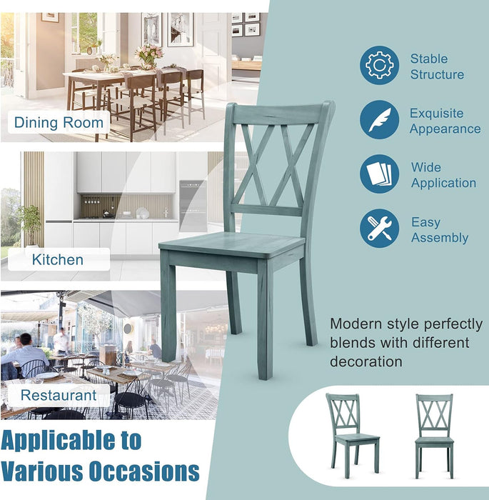 Set of 2 Dining Chairs, Rubber Wood Dining Room Chair, Farmhouse Dining Side Chairs, Max Load 400 Lbs, Wooden Kitchen Chairs for Home Kitchen, Dining Room