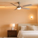 Ceiling Fans with Lights, 52 Inch Brushed Nickel Ceiling Fans with Lights and Remote Control, Reversible, 3CCT, Dimmable, Noiseless, Downrod, Modern Ceiling Fan for Bedroom, Indoor/Outdoor Use