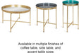 Celia round Metal Foldable Accent Table with Tray Top, Gold