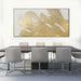 White and Gold Wall Painting Neutral Wall Decor Modern Abstract Wall Art Minimalist Art 29"X58" Artwork for Living Room Kitchen Dining Room