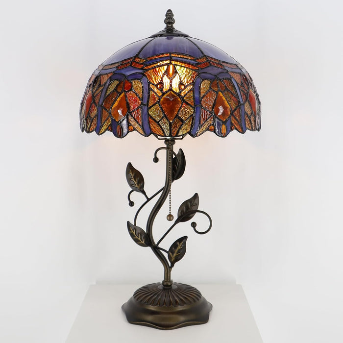Tiffany Style Purple Jewelry Baroque Stained Glass Table Lamp 19 Inch