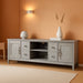 Connaught SOLID WOOD 72 Inch Wide Traditional TV Media Stand in Fog Grey for Tvs up to 80 Inches, for the Living Room and Entertainment Center