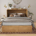 Murphy Bed Full Size OakFinish CabinetWithDrawerUSBCharging
