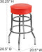Bruno 2 Pack Double Ring Chrome Barstool with Red Seat