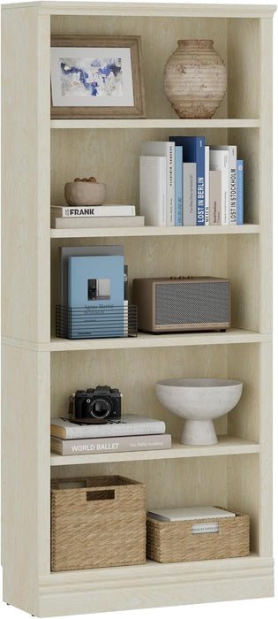 5-Tier Standard Bookshelf, Adjustable Shelves, 72.5"