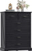6 Drawer Dresser for Bedroom, 43" Tall Wooden Chest of Drawers, Rustic Farmhouse Dresser with Large Drawers & Metal Handles, Modern Storage Organizer for Closet, Living Room, Hallway, Black
