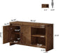 55.11-Inch Sideboard Buffet Cabinet, Farmhouse Solid Wood Storage Cabinet with 2 Doors & Adjustable Shelves, Kitchen Cupboard with Open Shelves for Living Room (Retro Brown)