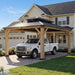 12' X 16' Outdoor Cedar Wood Hardtop Carport, Heavy Duty Gazebo with Double Galvanized Steel Roof, All-Weather Wind & Snow Resistant Permanent Pavilion for 2 Cars, Boat, Patio, Backyard