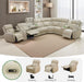 Power Sectional Reclining Sofa Set, Living Room Furniture Sets,Breathing Leather Reclining Sectional Couch with Storage Console/Cup Holder/Led Light for Living Room