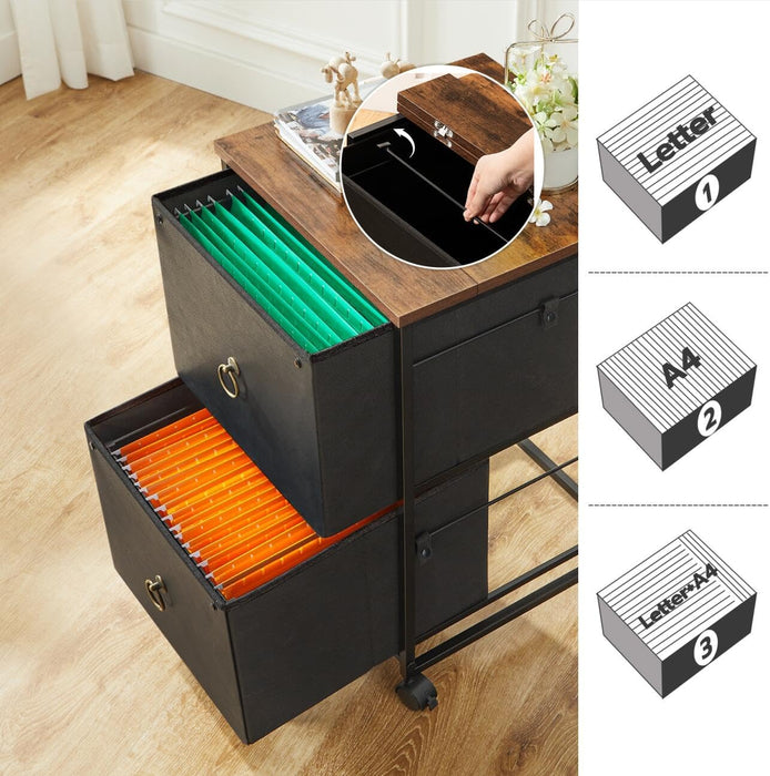 Rolling File Cabinet with Printer Stand