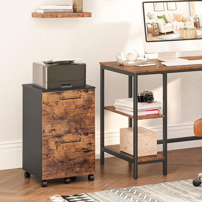 Rolling 2-Drawer File Cabinet with Printer Stand