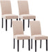 Dining Chairs Upholstered Fabric Dining Chairs with Copper Nails,Set of 4,Beige