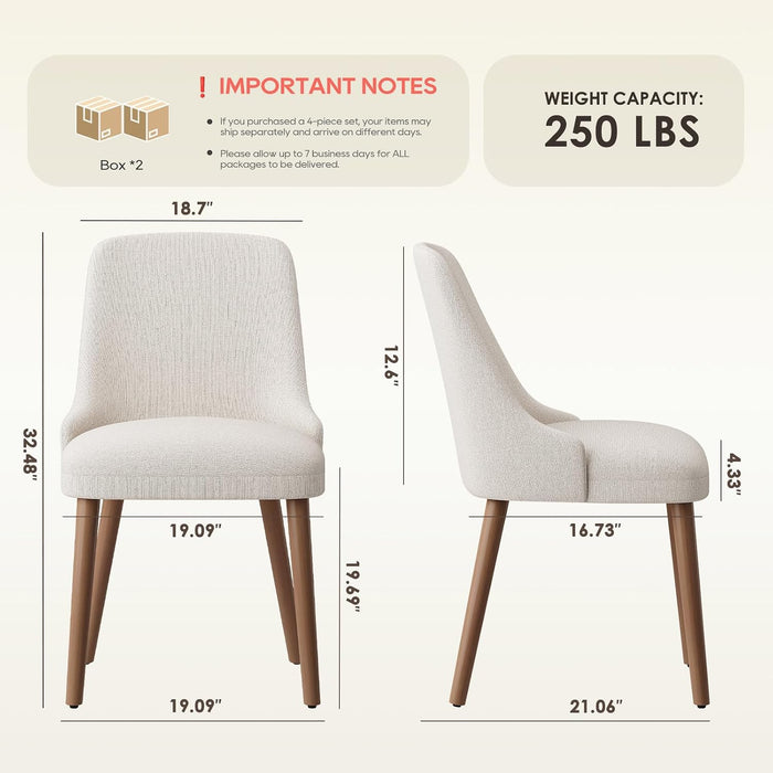 Upholstered Dining Chairs Set of 4 with High-Back, Beige