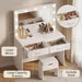 White Vanity Desk With Oversized Illuminated Mirror