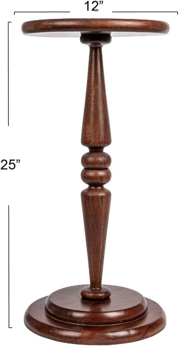 Bishop Pedestal Cocktail Side Table, Dark Chestnut