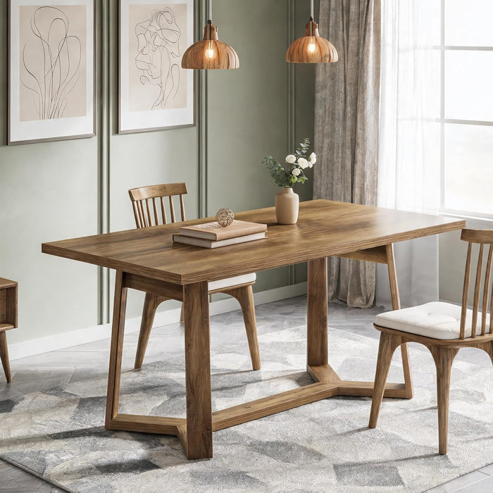 47-Inch Rustic Brown Rectangular Dining Table Geometricbase