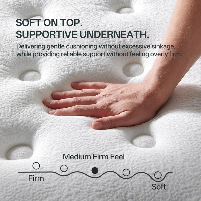 Queen Size Mattress 12 Inches Medium Firm Hybrid, Undisturbed Sleep