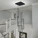 Black 6 Rings Rectangular Chandeliers LED Dimmable