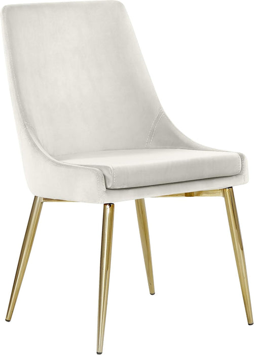 Karina Collection Modern | Contemporary Velvet Upholstered Dining Chair with Sturdy Metal Legs, Set of 2, 19.5" W X 21.5" D X 33.5" H, Cream
