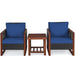 3 Pieces Acacia Wood Patio Furniture Set with Coffee Table