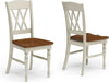 Home Styles Monarch Double X-Back White and Oak Dining Chairs, with Solid Hardwood Construction, Turned Legs, and Distressed Oak Finish, Set of Two