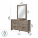 Atria 6 Drawer Modern Engineered Wood Dresser with Mirror in Gray