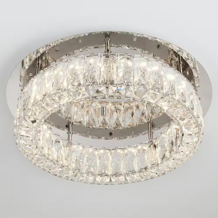 Keighley 17.5 In. Integrated LED Chrome Flush Mount Ceiling Light Fixture with Crystal Shade