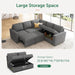  Dark Grey Sectional Sofa Bed Modular, L-Shaped, Storage