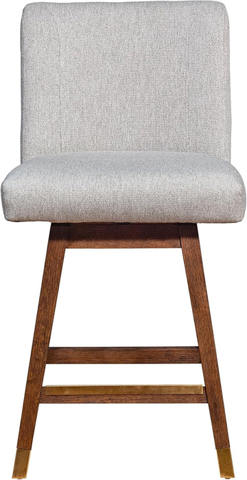 Basila Modern Farmhouse 26" Seat Height Swivel Bar Stool for Kitchen Island Counter in Brown Oak Wood with Taupe Fabric