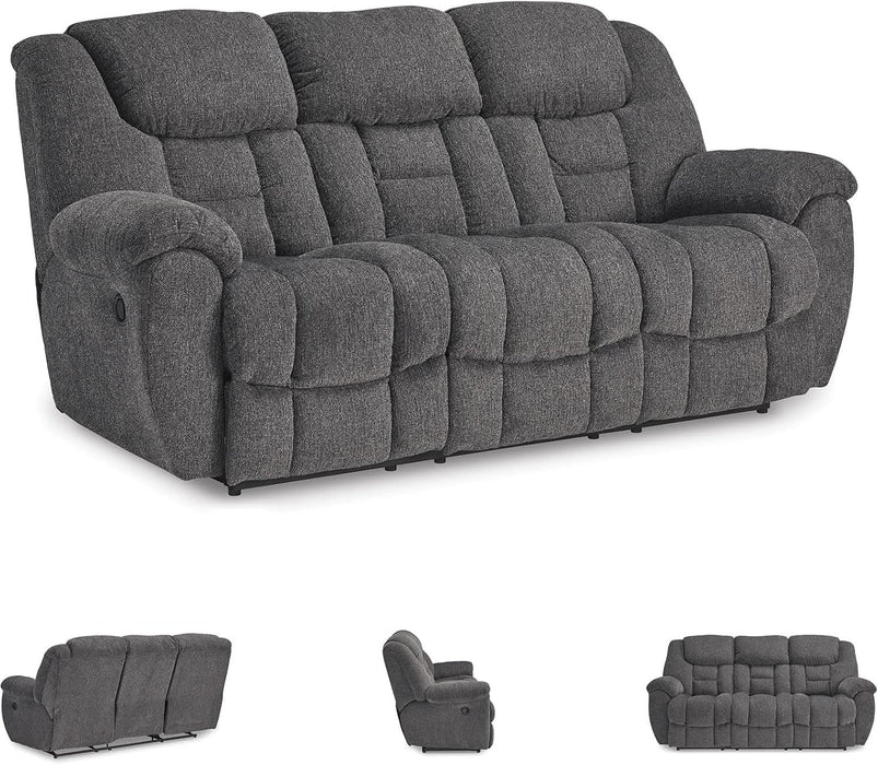 Foreside Contemporary Stain Resistant Manual Reclining Sofa, Gray
